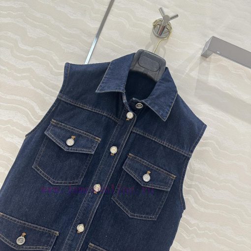 Hot Selling Recommendation AW75335 CC Original Blue Denim Vest Jacket Workwear Four Pocket Desi c7pykhct - Image 3