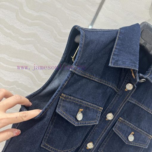 Hot Selling Recommendation AW75335 CC Original Blue Denim Vest Jacket Workwear Four Pocket Desi c7pykhct - Image 4