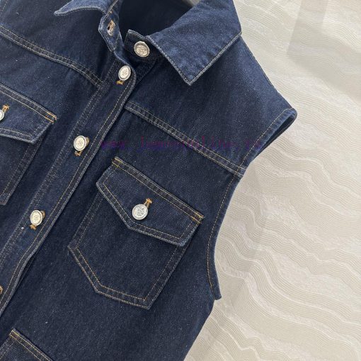 Hot Selling Recommendation AW75335 CC Original Blue Denim Vest Jacket Workwear Four Pocket Desi c7pykhct - Image 5