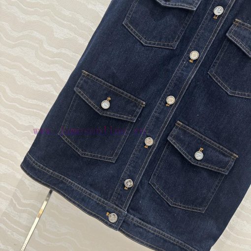 Hot Selling Recommendation AW75335 CC Original Blue Denim Vest Jacket Workwear Four Pocket Desi c7pykhct - Image 6