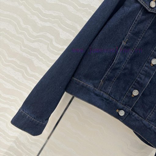 Recommended AW75336 CC Original Blue Denim Jacket With Classic Small Collar Design And H-shaped kutm6836 - Image 5