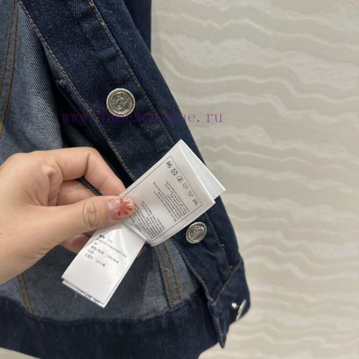 Recommended AW75336 CC Original Blue Denim Jacket With Classic Small Collar Design And H-shaped kutm6836 - Image 9