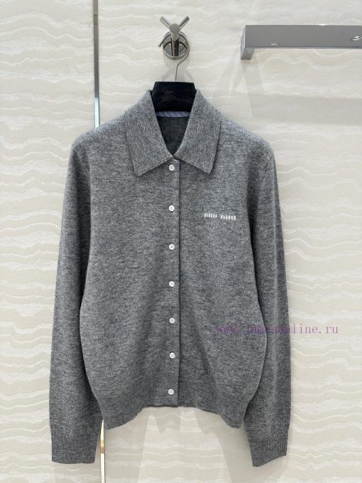 Hot Selling Recommendation: AT73701 Miu Miu Girls' Wear Cashmere Polo Collar Small Cardigan Imp 499j7xg0