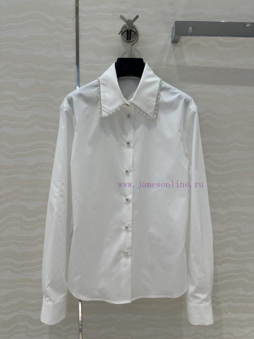 🤞 AC75885 Coco Chanel Girls' French Palace Style Pearl Edge Shirt Imported Cotton Poplin Pure C ud112voe - Image 2