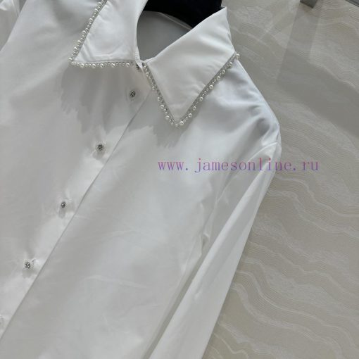🤞 AC75885 Coco Chanel Girls' French Palace Style Pearl Edge Shirt Imported Cotton Poplin Pure C ud112voe - Image 4