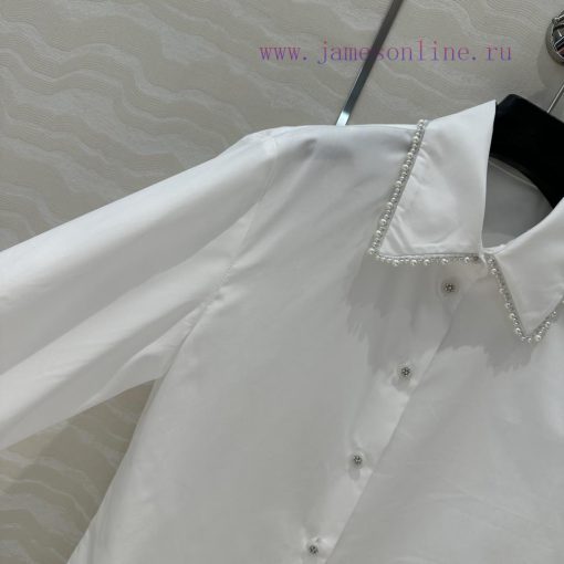 🤞 AC75885 Coco Chanel Girls' French Palace Style Pearl Edge Shirt Imported Cotton Poplin Pure C ud112voe - Image 5