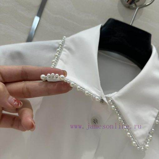 🤞 AC75885 Coco Chanel Girls' French Palace Style Pearl Edge Shirt Imported Cotton Poplin Pure C ud112voe - Image 6