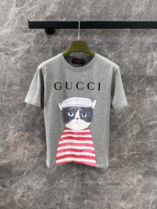 ZT60380 Gucci 25Ss Early Spring New Cartoon Cat Letter Printed Short Sleeved T-shirt 丨 YB Devel iccmbt17