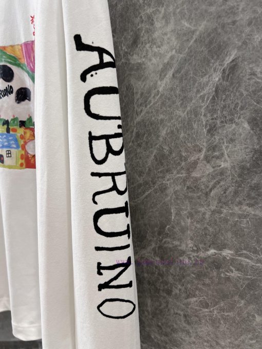 ZT60387 AUBRUI * O 2025ss Spring/Summer New Dairy Farm Printed Long Sleeve T-shirt | Produced A c36wd2ci - Image 7