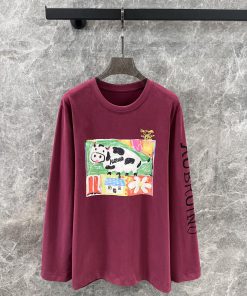 ZT60387 AUBRUI * O 2025ss Spring/Summer New Dairy Farm Printed Long Sleeve T-shirt | Produced A 9gv3uxzn