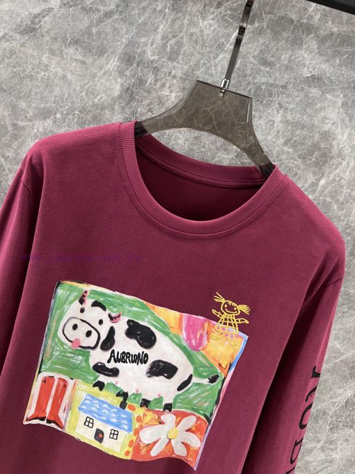 ZT60387 AUBRUI * O 2025ss Spring/Summer New Dairy Farm Printed Long Sleeve T-shirt | Produced A 9gv3uxzn - Image 4