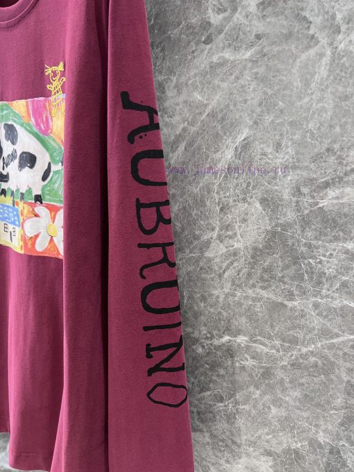 ZT60387 AUBRUI * O 2025ss Spring/Summer New Dairy Farm Printed Long Sleeve T-shirt | Produced A 9gv3uxzn - Image 7
