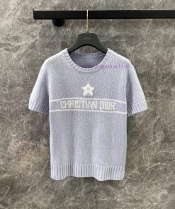 ZT60390 Dior 25Ss Spring/Summer New Lucky Star Logo Jacquard Cashmere Short Sleeve Knitted Swea 2i5kl4iq