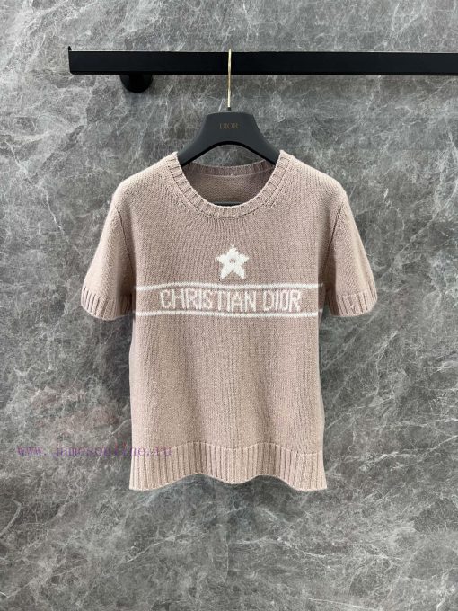 ZT60390 Dior 25Ss Spring/Summer New Lucky Star Logo Jacquard Cashmere Short Sleeve Knitted Swea ab3orf2u
