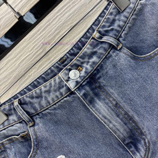 CK75891 Ermanno Scervino Lace King 25 Early Spring Heavy Crafted Lace Splicing Denim Shorts Ove 53ub2h5r - Image 5
