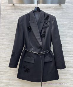 CW75893 Prada 25 Year Early Spring Collection Heavy Industry Ordered Pearl Sequin Flower Lapel cjf7phbb