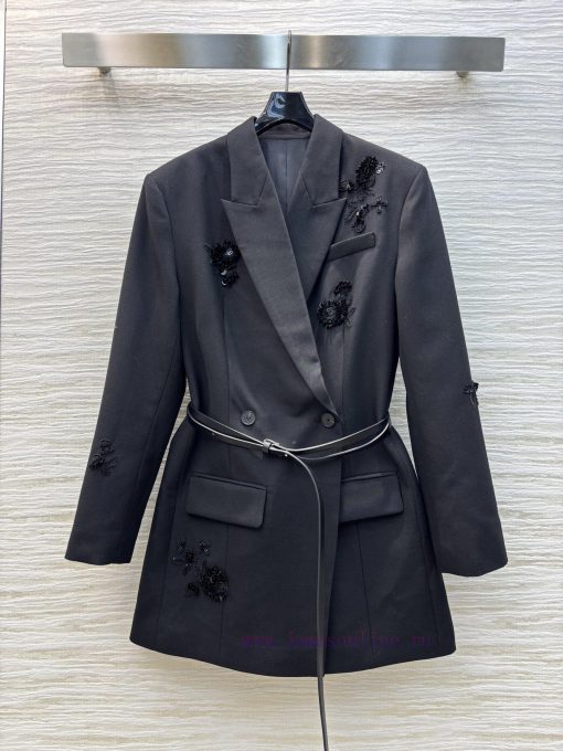 CW75893 Prada 25 Year Early Spring Collection Heavy Industry Ordered Pearl Sequin Flower Lapel cjf7phbb - Image 2