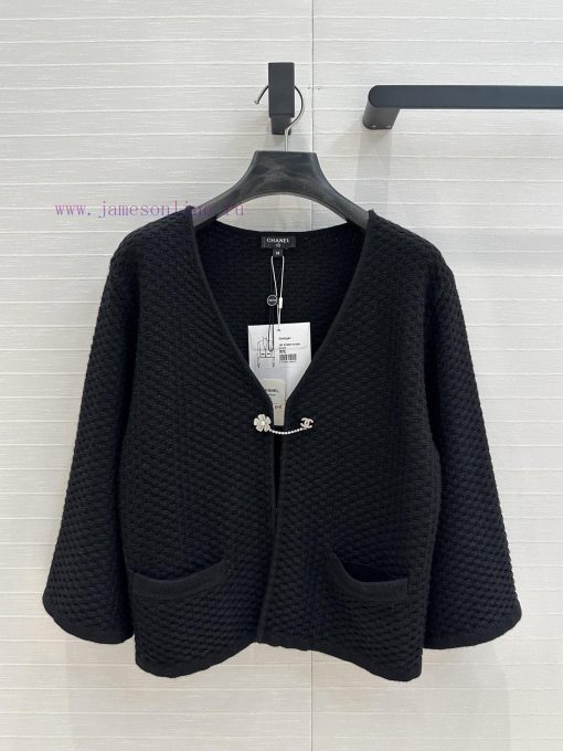BW75908 Cha * 25p New Product Embossed Knitted Hook Button Small Cardigan With Water Diamond Ca b7um8ulr - Image 2