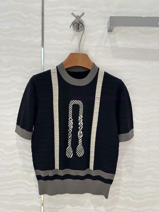 AT75093 H High Intelligence Wearing Style 25s Spring/Summer New Product Jacquard Knitted Short prniivjk - Image 2