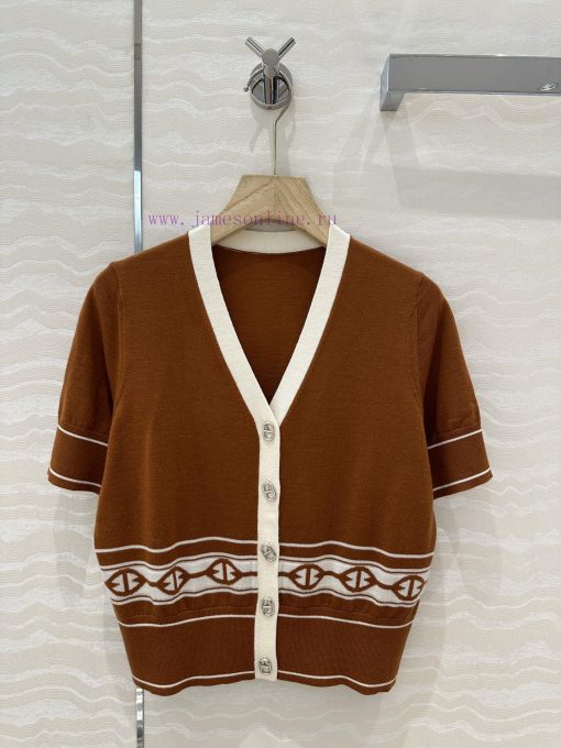 AW75113 H Majia 25s Spring/Summer New Product Classic V-neck Wool Short Sleeve Cardigan 18 Need ddtmh6pm