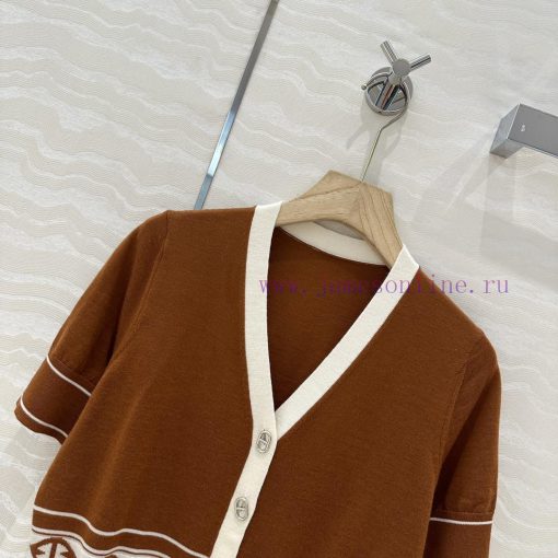 AW75113 H Majia 25s Spring/Summer New Product Classic V-neck Wool Short Sleeve Cardigan 18 Need ddtmh6pm - Image 3
