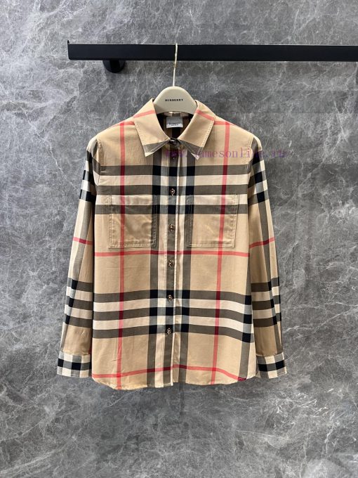 ZC60391 Burberry 25Ss Early Spring New Double Pocket Plaid Cotton Long Sleeved Shirt | This Sup qhbqkdqk - Image 2