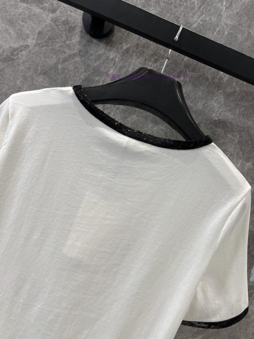 ZT60392 Celine 25Ss Early Spring New Triumphal Arch Embroidered Bead Short Sleeve T-shirt | YB w8qv2knt - Image 5