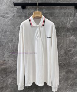 ZT60396 MiuMi * 25Ss Spring/Summer New Style Positioned Embroidered Letter White Long Sleeve Po fvr5g25b