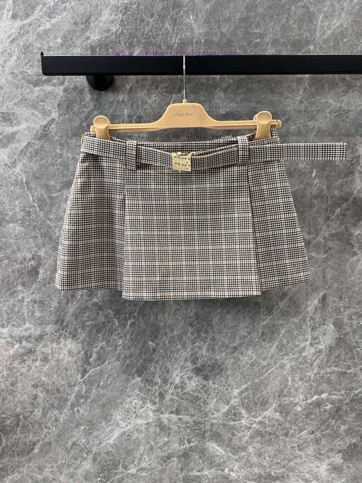 ZB60397 MiuMiuiu 25Ss Spring/Summer New Intelligent Molecular Academy Style Pattern Mini Skirt bk9x4eqa - Image 2