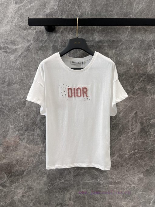 ZT60501 Dior 24Ss Early Spring New Plush Rhinestone Letter Logo T-shirt | Yb Developed Regular c4opffog