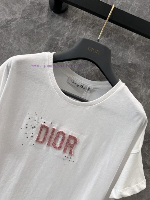 ZT60501 Dior 24Ss Early Spring New Plush Rhinestone Letter Logo T-shirt | Yb Developed Regular c4opffog - Image 4
