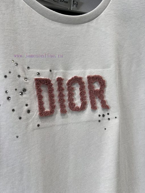 ZT60501 Dior 24Ss Early Spring New Plush Rhinestone Letter Logo T-shirt | Yb Developed Regular c4opffog - Image 6