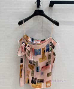 Hot Selling Item BT75927 Cha * 25 Early Spring Jennie Same Printed Silk Strapless Suspender Wit 308yart4