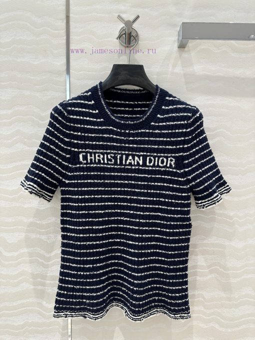 High End AT73272 Miss D * Limited Edition New Variety Yarn Navy Style Striped Round Neck Knitte myc5ngsm