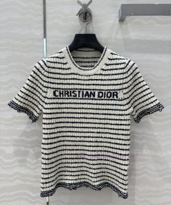 High End AT73272 Miss D * Limited Edition New Variety Yarn Navy Style Striped Round Neck Knitte 079p214c