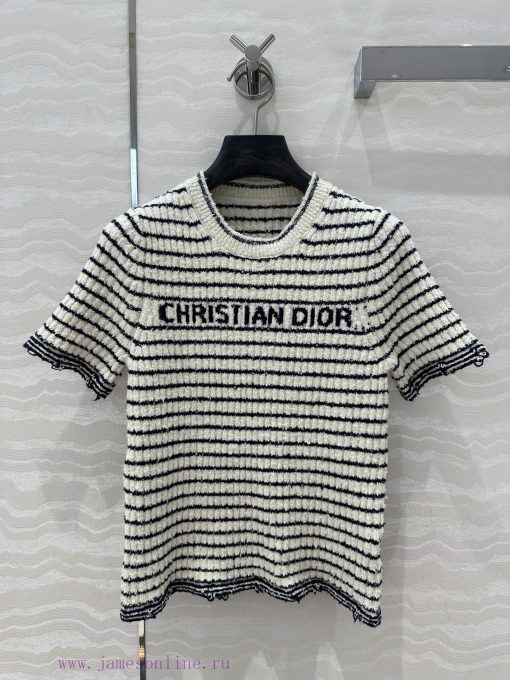 High End AT73272 Miss D * Limited Edition New Variety Yarn Navy Style Striped Round Neck Knitte 079p214c - Image 2