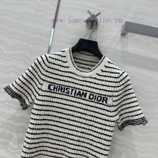 High End AT73272 Miss D * Limited Edition New Variety Yarn Navy Style Striped Round Neck Knitte 079p214c - Image 3