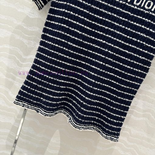 High End AT73272 Miss D * Limited Edition New Variety Yarn Navy Style Striped Round Neck Knitte myc5ngsm - Image 7