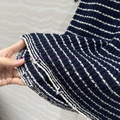 High End AT73272 Miss D * Limited Edition New Variety Yarn Navy Style Striped Round Neck Knitte myc5ngsm - Image 8