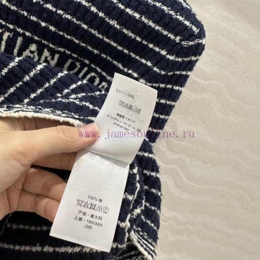 High End AT73272 Miss D * Limited Edition New Variety Yarn Navy Style Striped Round Neck Knitte myc5ngsm - Image 9