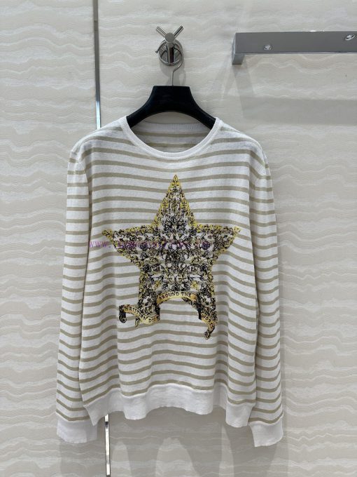 AT75053 Miss Dior New Year Limited Platinum Series Striped Star Flower Printed High End Linen K aax6duwz