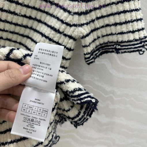 High End AT73272 Miss D * Limited Edition New Variety Yarn Navy Style Striped Round Neck Knitte 079p214c - Image 9