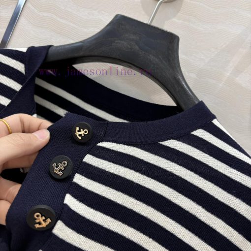 AT75532 Miss D * Limited Edition New Linen Tencel Yarn Navy Style Striped Round Neck Knitted To qc9u7xc0 - Image 6