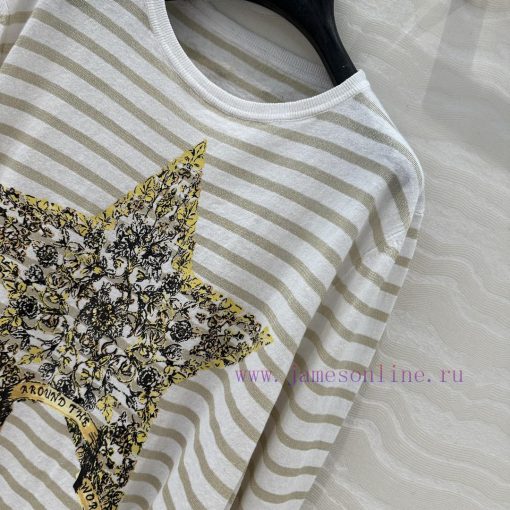 AT75053 Miss Dior New Year Limited Platinum Series Striped Star Flower Printed High End Linen K aax6duwz - Image 4