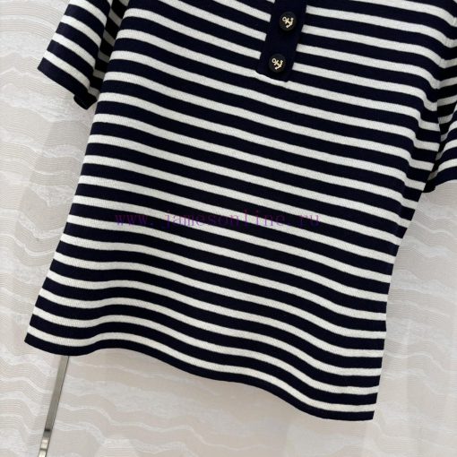 AT75532 Miss D * Limited Edition New Linen Tencel Yarn Navy Style Striped Round Neck Knitted To qc9u7xc0 - Image 8