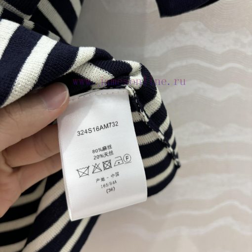 AT75532 Miss D * Limited Edition New Linen Tencel Yarn Navy Style Striped Round Neck Knitted To qc9u7xc0 - Image 9