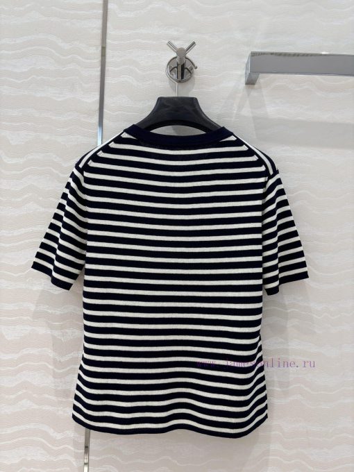 AT75532 Miss D * Limited Edition New Linen Tencel Yarn Navy Style Striped Round Neck Knitted To qc9u7xc0 - Image 10