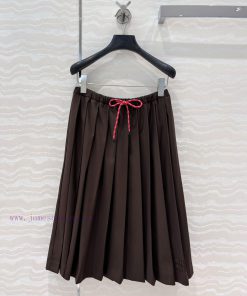 AB75695 Miu Miu Dress Academy Style Girls' Folded Long Half Skirt Imported Twill Spun Fabric Te y61a8gb4