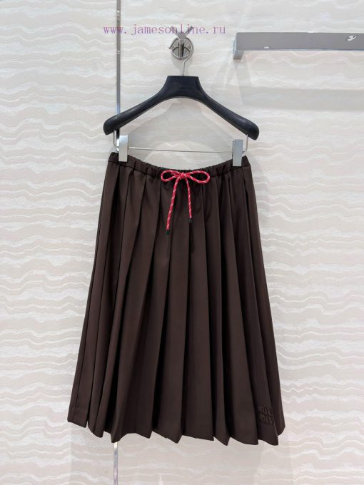 AB75695 Miu Miu Dress Academy Style Girls' Folded Long Half Skirt Imported Twill Spun Fabric Te y61a8gb4 - Image 2