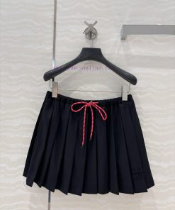 AB75696 Miu Miu Dress Academy Style Girls' Folded Short Half Skirt Imported Twill Spun Fabric T doon1tig
